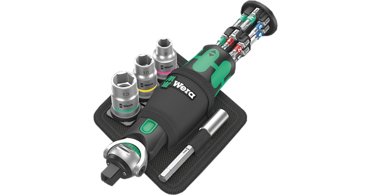 Wera 8009 Zyklop Pocket Set 2, 18-teilig, Bit-Satz(schwarz/grün, Umschaltknarre für 3/8