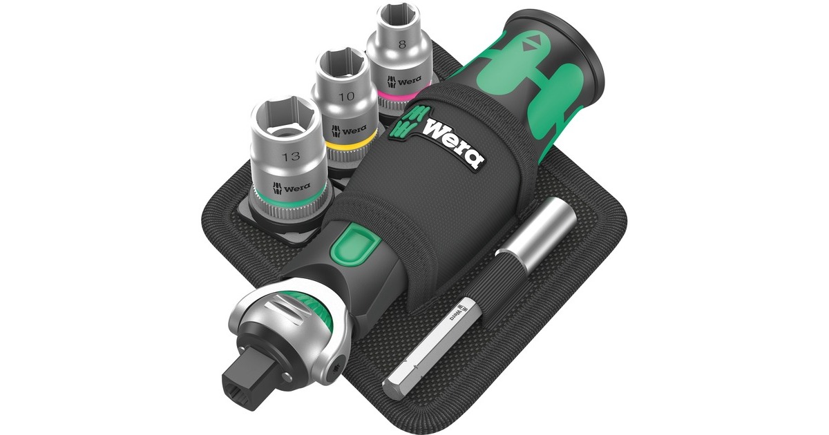 Wera 8009 Zyklop Pocket Set 2, 18-teilig, Bit-Satz(schwarz/grün, Umschaltknarre für 3/8