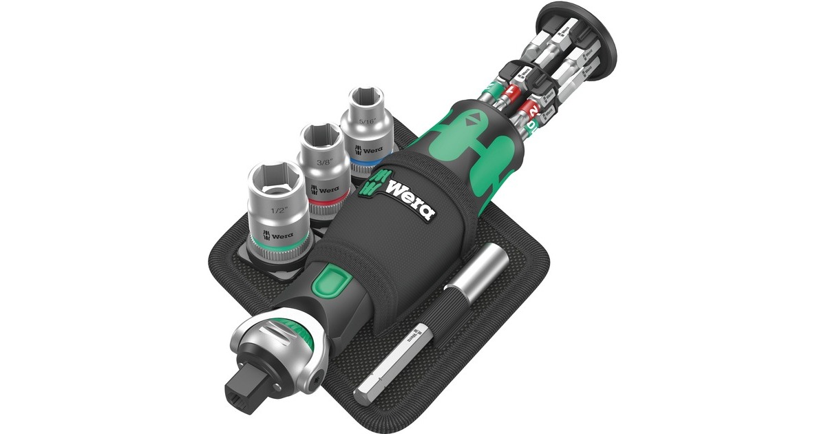 Wera 8009 Zyklop Pocket Set Imperial 2, Bit-Satz(schwarz/grün, Umschaltknarre für 3/8", 1/4")