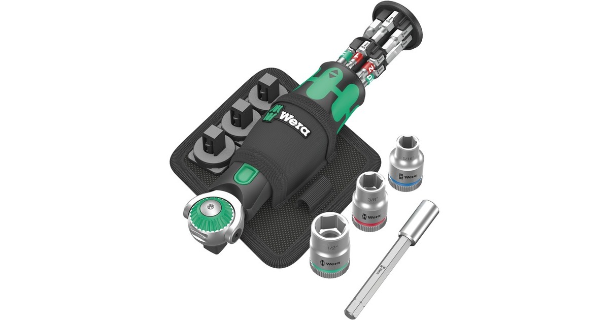 Wera 8009 Zyklop Pocket Set Imperial 2, Bit-Satz(schwarz/grün, Umschaltknarre für 3/8