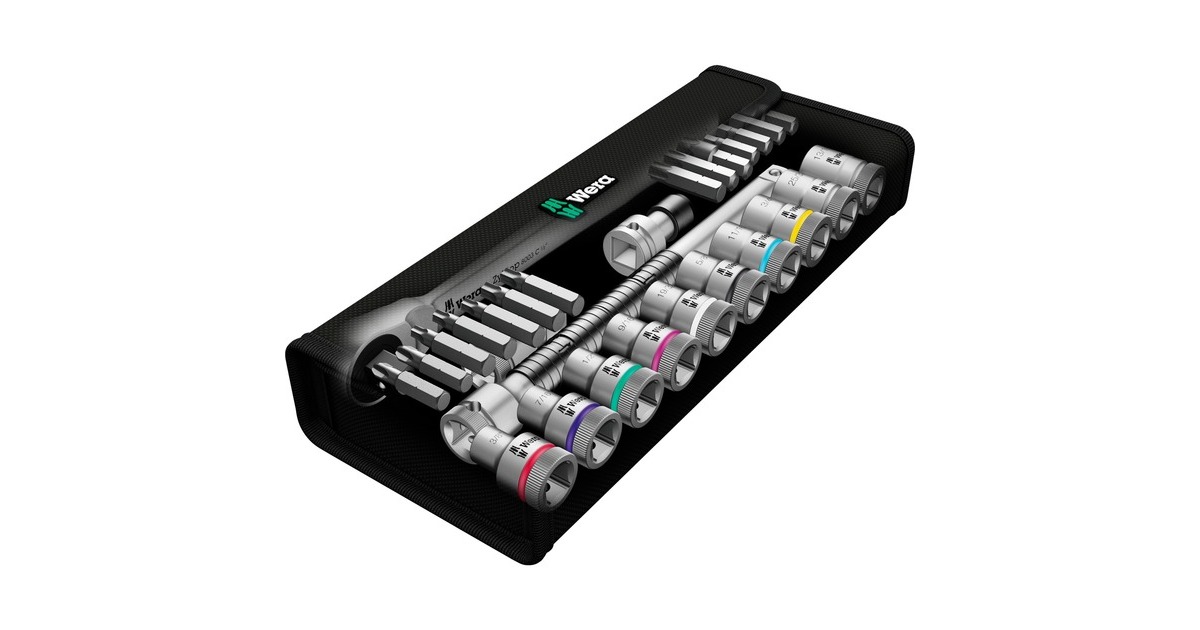 Wera 8100 SC 10 Zyklop Speed-Knarrensatz, zöllig, 28‑teilig, Werkzeug-Set(schwarz/grün, 1/2