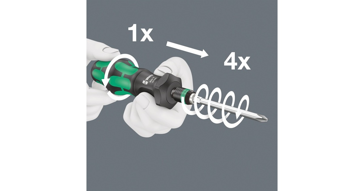 Wera 826 T Kraftform Turbo Bits-Handhalter, Schraubendreher(schwarz/grün, mit Rapidaptor Schnellwechselfutter)