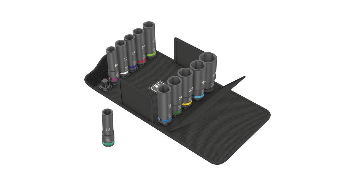 Wera 8790 C Impaktor Deep Set 1, 11‑teilig, Steckschlüssel(schwarz, 1/2", in textiler Box)