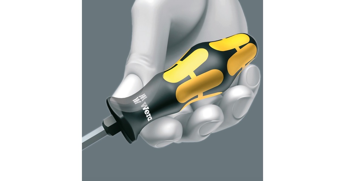 Wera 932 S/6 Schraubendrehersatz Kraftform + Rack, 6-teilig(schwarz/gelb, Kraftform-Griff, Schlagkappe)