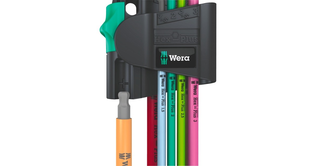 Wera 950/7 Hex-Plus Multicolour Magnet 1 Winkelschlüsselsatz, 7-teilig, Schraubendreher(mit Halteclip)