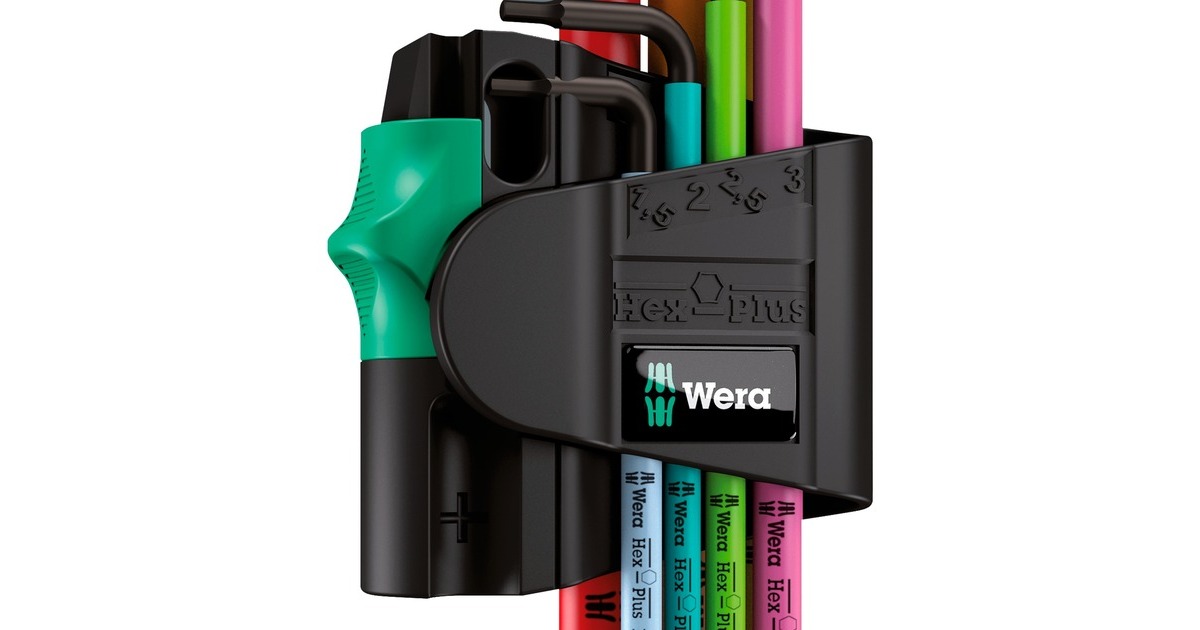 Wera 950/7 Hex-Plus Multicolour Magnet 1 Winkelschlüsselsatz, 7-teilig, Schraubendreher(mit Halteclip)