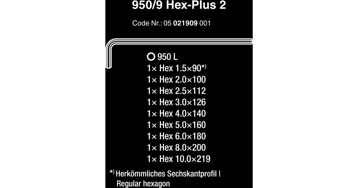 Wera 950/9 Hex-Plus 2 Winkelschlüsselsatz, 9-teilig, Schraubendreher(mit Halteclip)