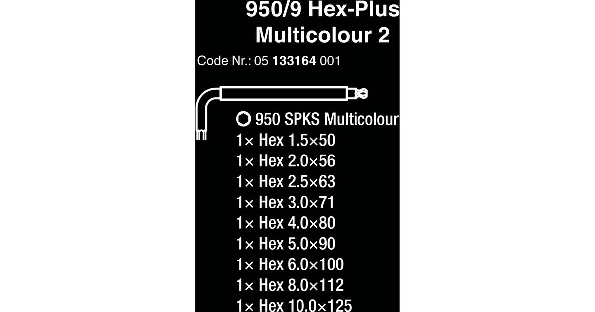 Wera 950/9 Hex-Plus Multicolour 2 Winkelschlüsselsatz, 7-teilig, Schraubendreher(mit Halteclip, BlackLaser-Oberfläche)