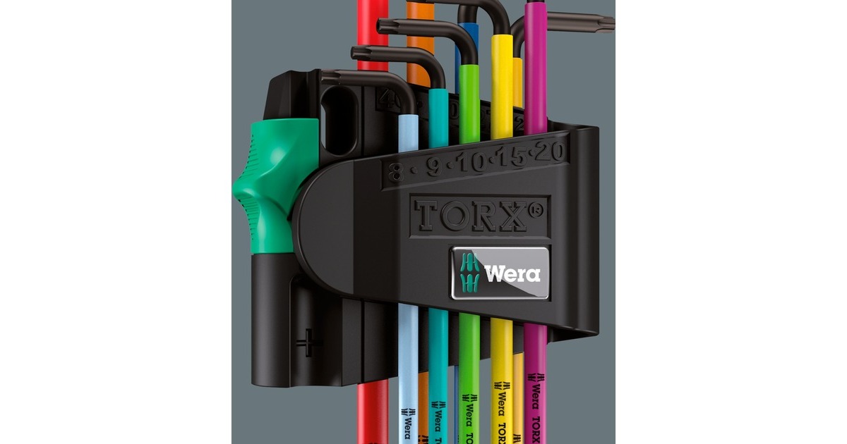 Wera 967/9 TX BO Multicolour 1 Winkelschlüsselsatz, 9-teilig, Schraubendreher(mit Halteclip, BlackLaser-Oberfläche)