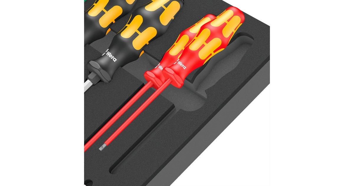 Wera 9710 Schaumstoffeinlage Schraubendreher-Set 1, 18‑teilig(schwarz/grau, in Schaumstoffeinlage für Werkstattwagen)