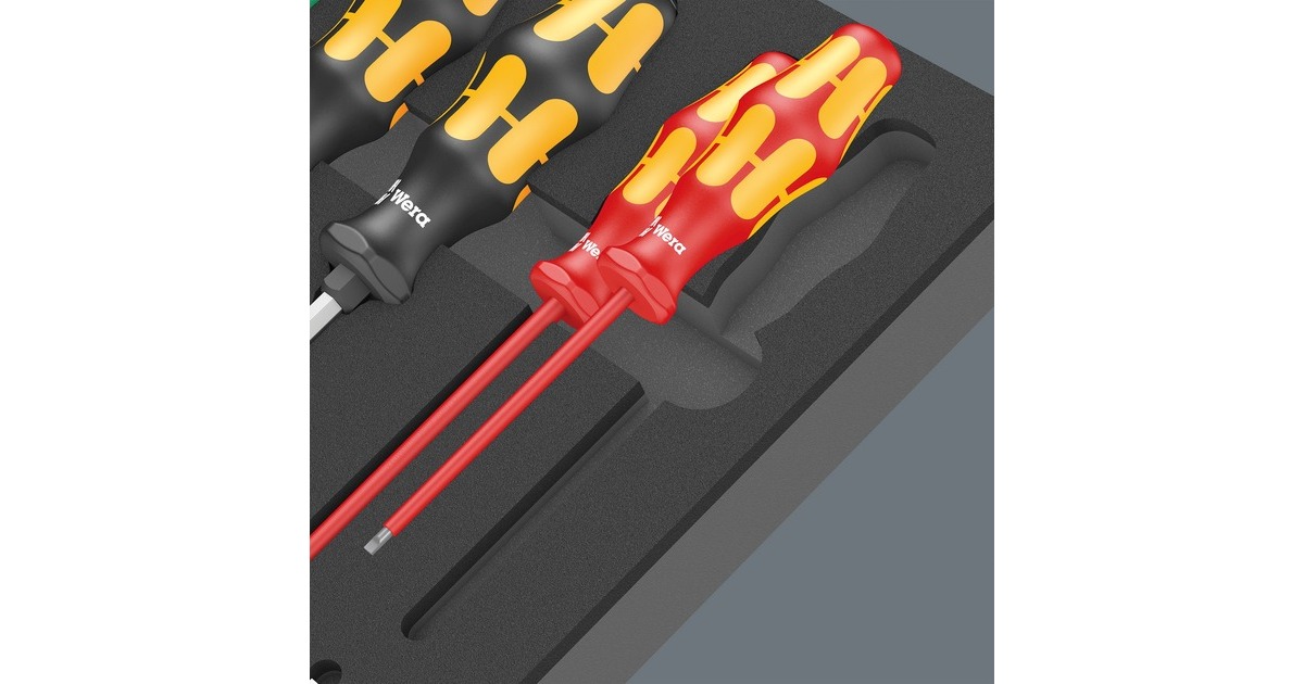 Wera 9710 Schaumstoffeinlage Schraubendreher-Set 1, 18‑teilig(schwarz/grau, in Schaumstoffeinlage für Werkstattwagen)