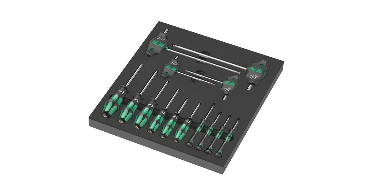 Wera 9712 Schaumstoffeinlage TORX HF Schraubendreher Set 1, 14‑teilig(schwarz/grau, in Schaumstoffeinlage für Werkstattwagen)