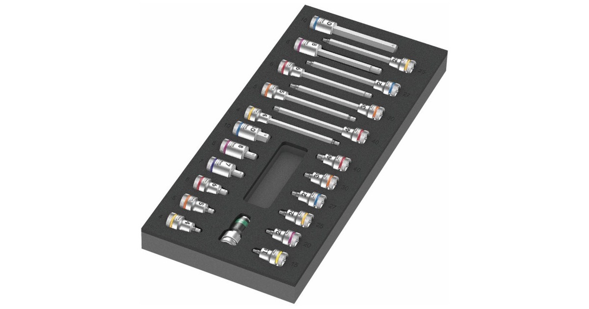 Wera 9723 Schaumstoffeinlage Zyklop B 3/8" Bitnuss-Set 1, 22‑teilig, Werkzeug-Set(schwarz/grau, in Schaumstoffeinlage für Werkstattwagen)