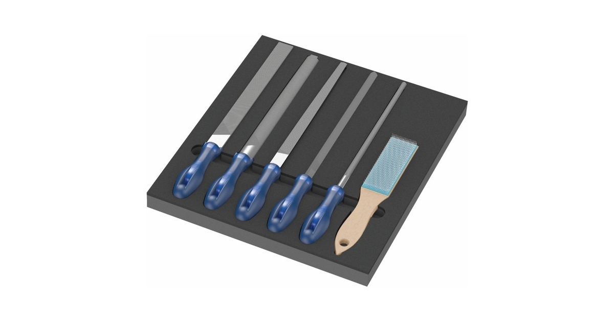 Wera 9783 Schaumstoffeinlage PFERD Feilen-Set 1, 6‑teilig(schwarz/grau, in Schaumstoffeinlage für Werkstattwagen)