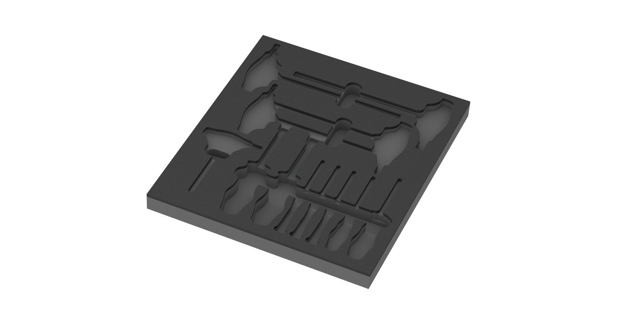 Wera 9813 Schaumstoffeinlage für Hex Schraubendreher Set 1, leer(schwarz/grau, für Tool Rebel Werkstattwagen)