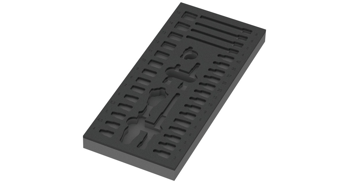 Wera 9820 Schaumstoffeinlage für 8000 A Zyklop Knarre 1/4" Set 1, leer(schwarz/grau, für Tool Rebel Werkstattwagen)
