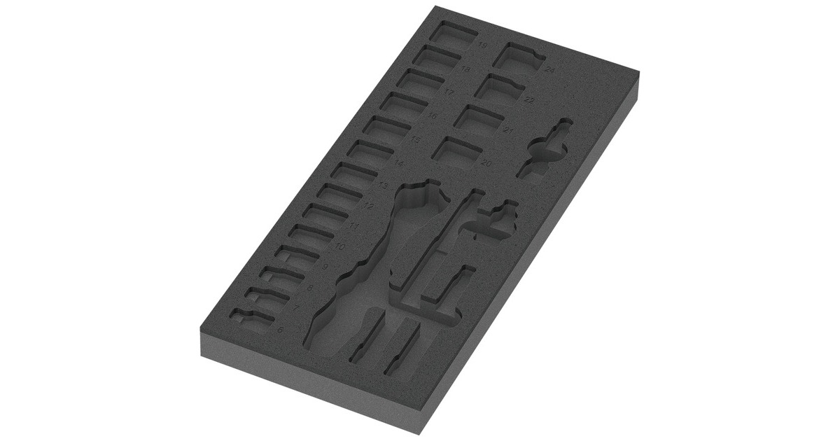 Wera 9821 Schaumstoffeinlage für 8000 B Zyklop Knarre 3/8" Set 1, leer(schwarz/grau, für Tool Rebel Werkstattwagen)