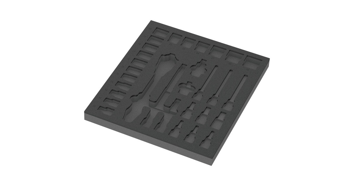 Wera 9822 Schaumstoffeinlage für 8000 C Zyklop Knarre 1/2" Set 1, leer(schwarz/grau, für Tool Rebel Werkstattwagen)