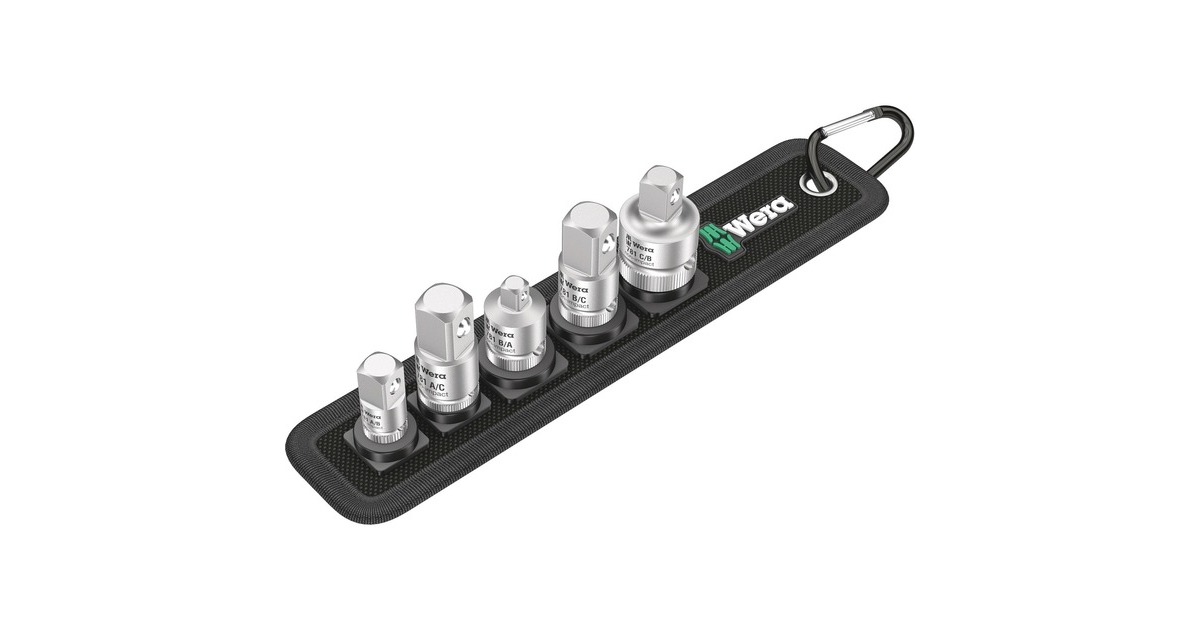 Wera Adapter-Set 781/5 Set 1, 5-teilig(schwarz, 1/4", 3/8" und 1/2")