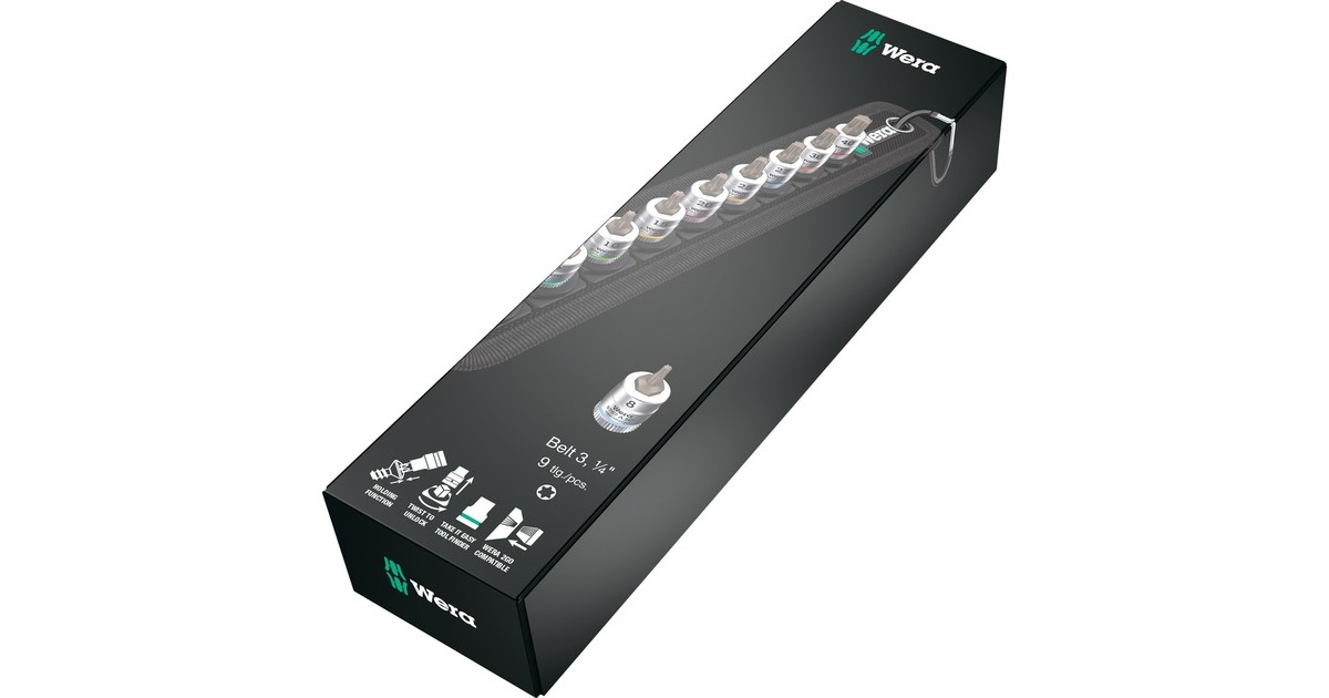 Wera Belt A3 TORX HF Zyklop Bitnuss-Satz, 9-teilig, Steckschlüssel(schwarz/silber, 1/4