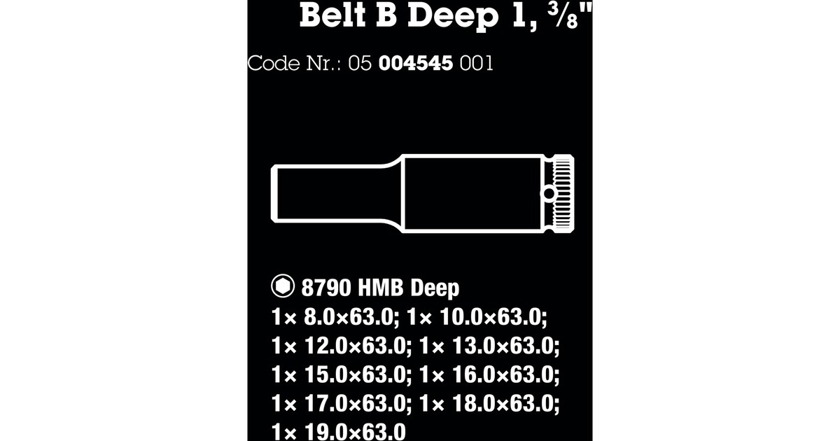 Wera Belt B Deep 1 Steckschlüsseleinsatz-Satz, 3/8
