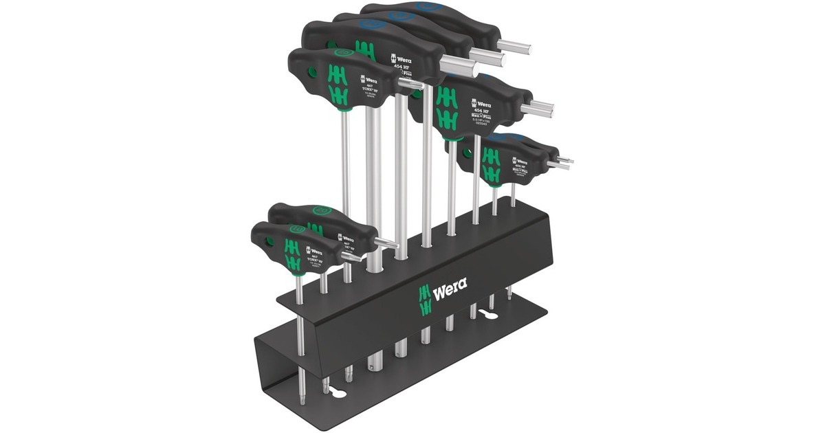 Wera Bicycle Set 6, Schraubendreher(schwarz/grün, 10-teilig, mit Metall-Rack zur Wandmontage)