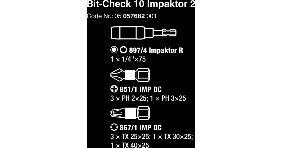 Wera Bit-Check 10 Impaktor 2, 1/4