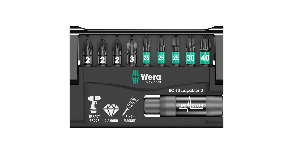 Wera Bit-Check 10 Impaktor 3, 1/4