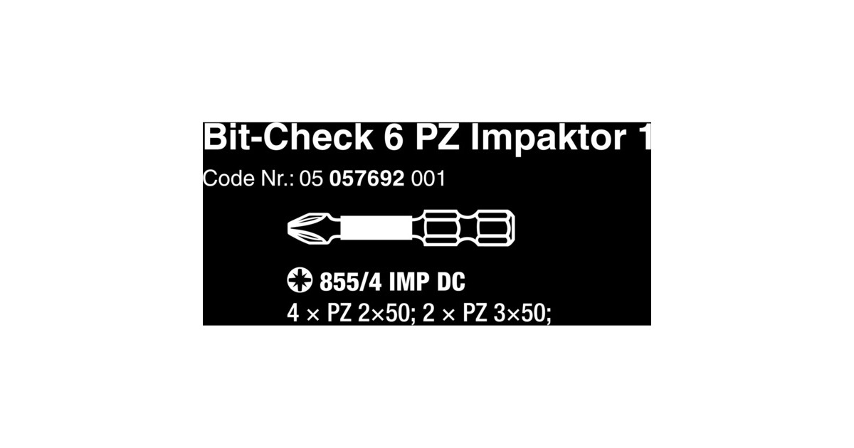 Wera Bit-Check 6 PZ Impaktor 1, 1/4