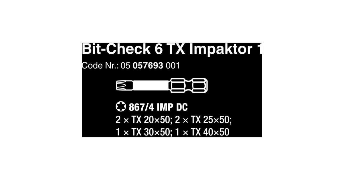 Wera Bit-Check 6 TX Impaktor 1, 1/4