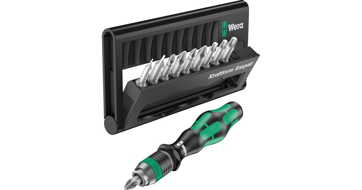 Wera Bit-Satz Kraftform Kompakt 10, inkl. Steckgriff(schwarz/grün, 10-teilig, 1/4