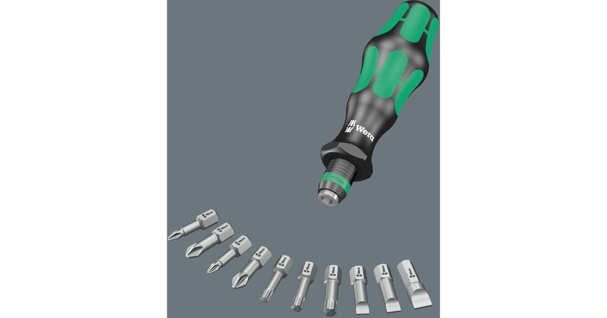 Wera Bit-Satz Kraftform Kompakt 10, inkl. Steckgriff(schwarz/grün, 10-teilig, 1/4