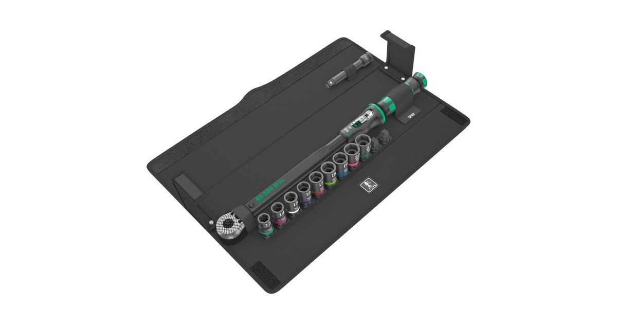 Wera Click-Torque C 3 Set 2 für Betonverschraubung, 1/2", Drehmomentschlüssel(schwarz/grün, 11-teilig, mit Umschaltknarre)