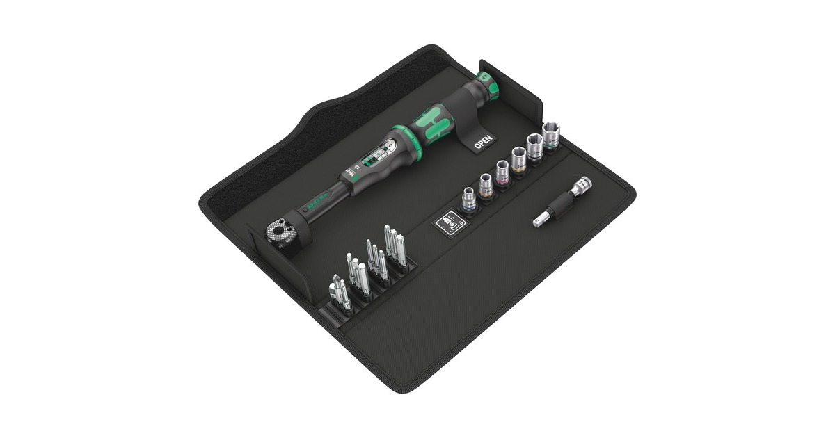 Wera Drehmoment-Schlüssel mit Umschaltknarre Click-Torque A6 Set 1, Drehmomentschlüssel(schwarz/grün, Abtrieb 1/4" Sechskant)