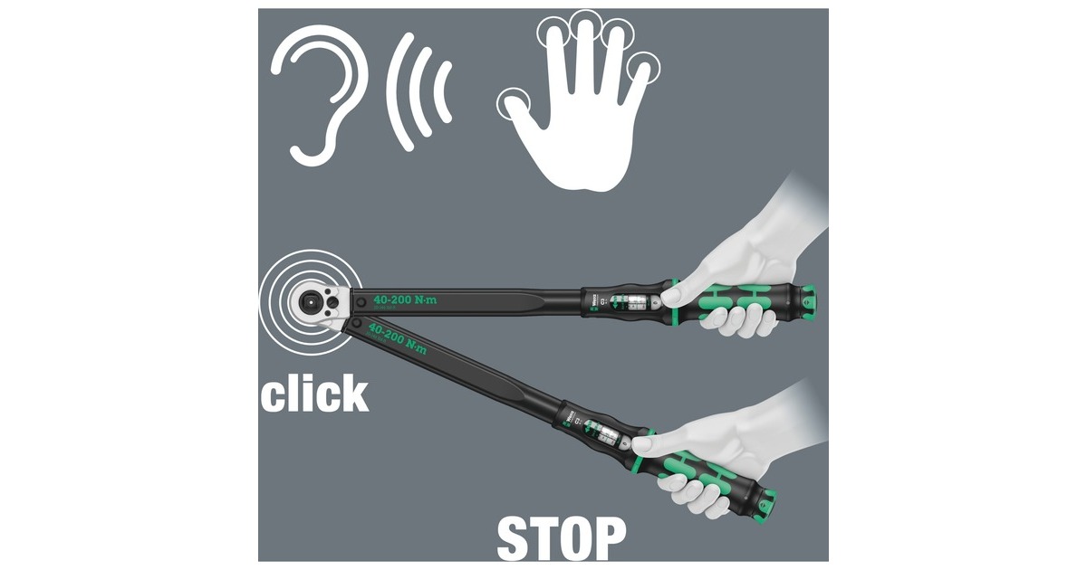 Wera Drehmomentschlüssel Click-Torque C 3 Push R/L(schwarz/grün, Abtrieb 1/2