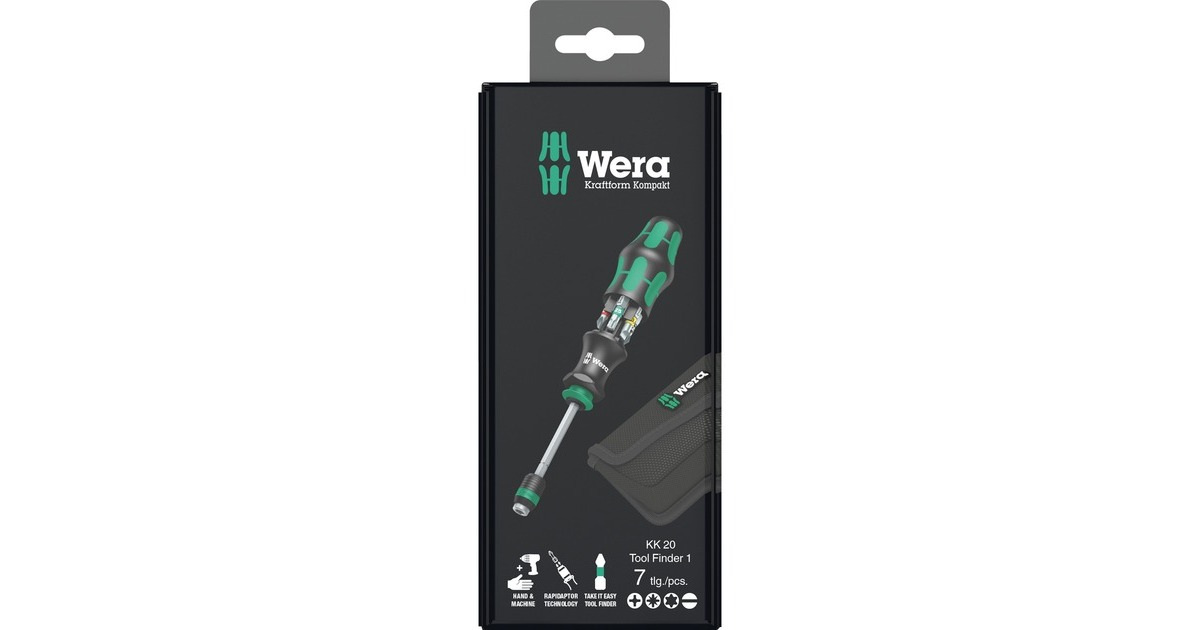 Wera Kraftform Kompakt 20 Tool Finder 1, 7-teilig, Bit-Satz(integriertes Magazin)
