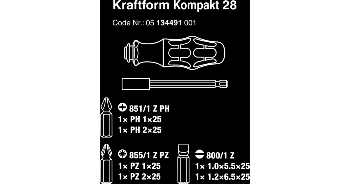 Wera Kraftform Kompakt 28, 7-teilig, Steckschlüssel(schwarz/grün, integriertes Magazin)
