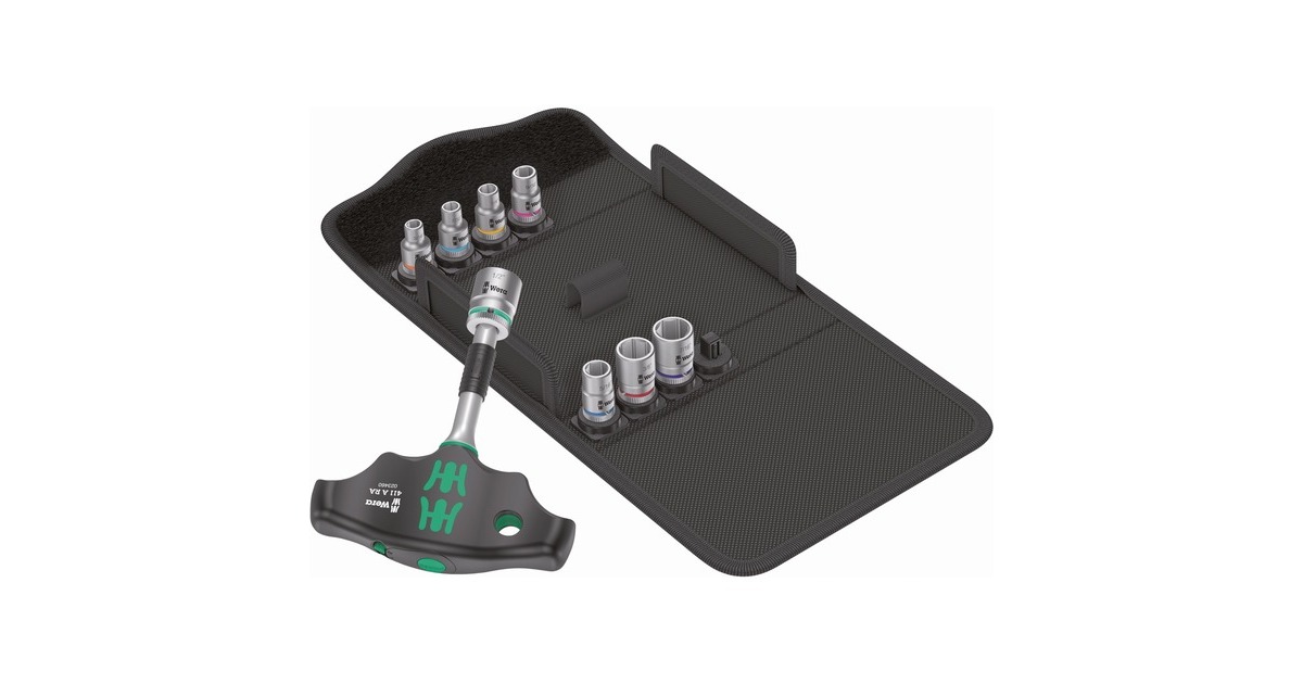 Wera Kraftform Kompakt 400 RA Imperial Set 2, mit Ratschenfunktion, Steckschlüssel(schwarz/grün, 1/4