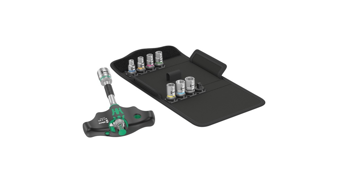 Wera Kraftform Kompakt 400 RA Set 2, mit Ratschenfunktion, Steckschlüssel(schwarz/grün, 1/4