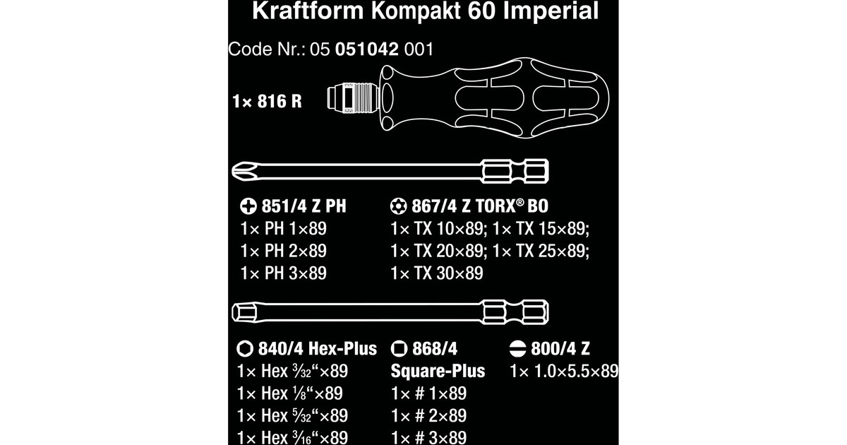 Wera Kraftform Kompakt 60 Imperial, 17-teilig, Steckschlüssel(schwarz/grün)