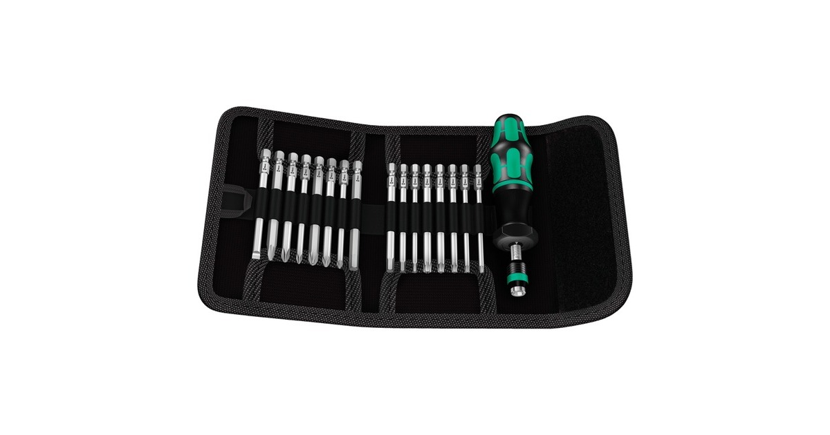 Wera Kraftform Kompakt 60 Torque 1,2-3,0Nm, 17-teilig, Bit-Satz(schwarz/grün, inkl. Drehmoment-Schraubendreher)