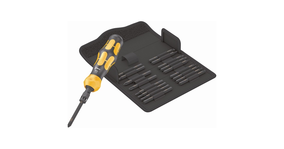 Wera Kraftform Kompakt 900 Imperial Set 1, mit Schlagschraubendreher, Bit-Satz(schwarz/gelb, 1/4", 19-teilig)