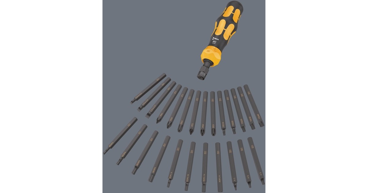 Wera Kraftform Kompakt 900 Imperial Set 1, mit Schlagschraubendreher, Bit-Satz(schwarz/gelb, 1/4