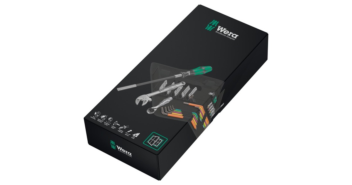 Wera Kraftform Kompakt F 1, für Fensterbauer, 35-teilig, Werkzeug-Set(schwarz/grün, inkl. Zyklop Mini 1 Bit-Ratsche, 1/4