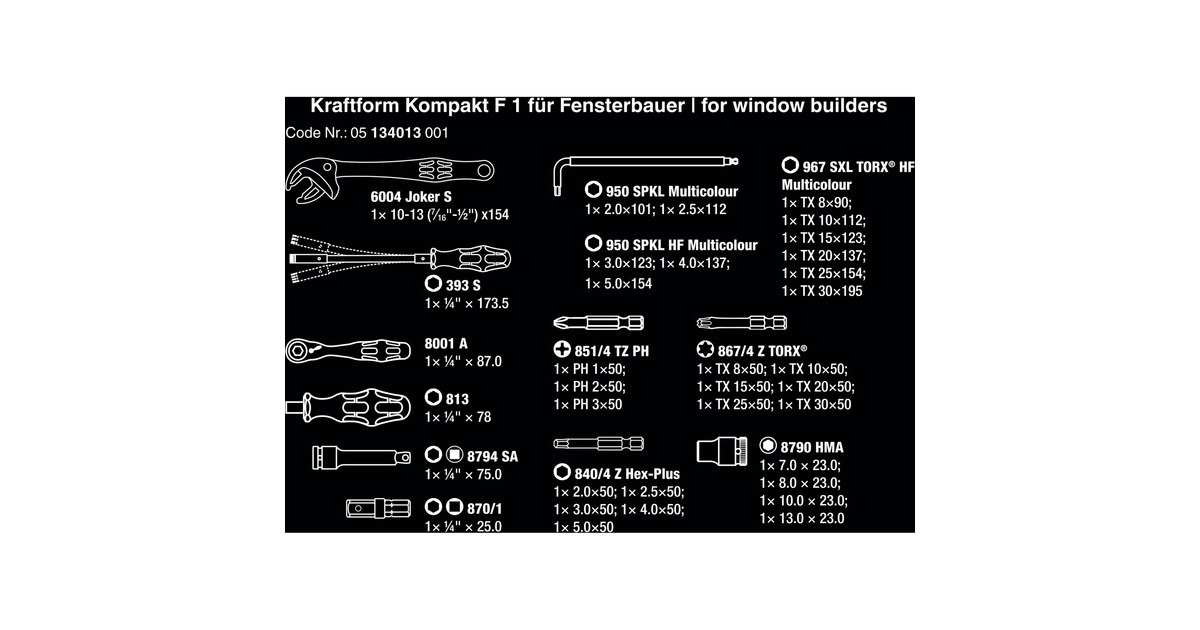 Wera Kraftform Kompakt F 1, für Fensterbauer, 35-teilig, Werkzeug-Set(schwarz/grün, inkl. Zyklop Mini 1 Bit-Ratsche, 1/4