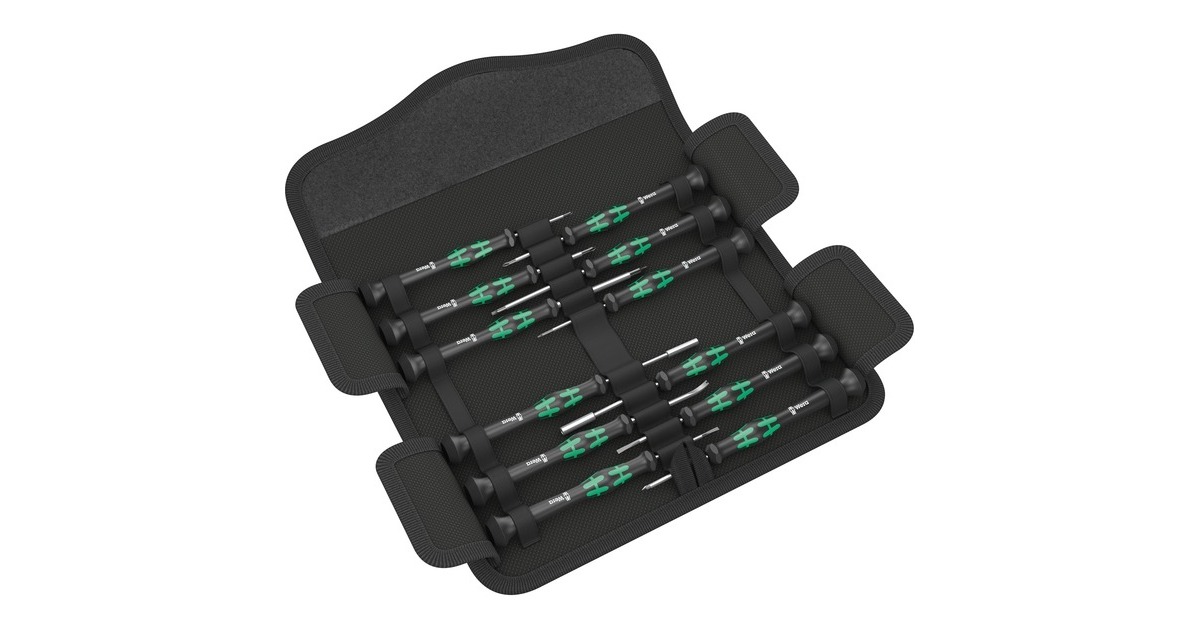 Wera Kraftform Kompakt Micro 12 ESD 1 Elektroniker-Schraubendrehersatz(schwarz/grün, 12-teilig)