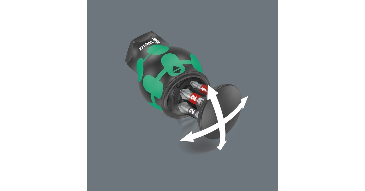 Wera Kraftform Kompakt Stubby Magazin 2 Bit-Satz(schwarz/grün, 7-teilig)