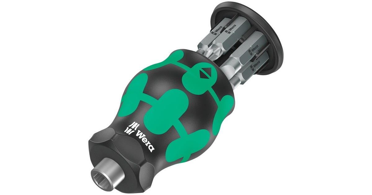 Wera Kraftform Kompakt Stubby Magazin 4 Bit-Satz(schwarz/grün, 7-teilig)