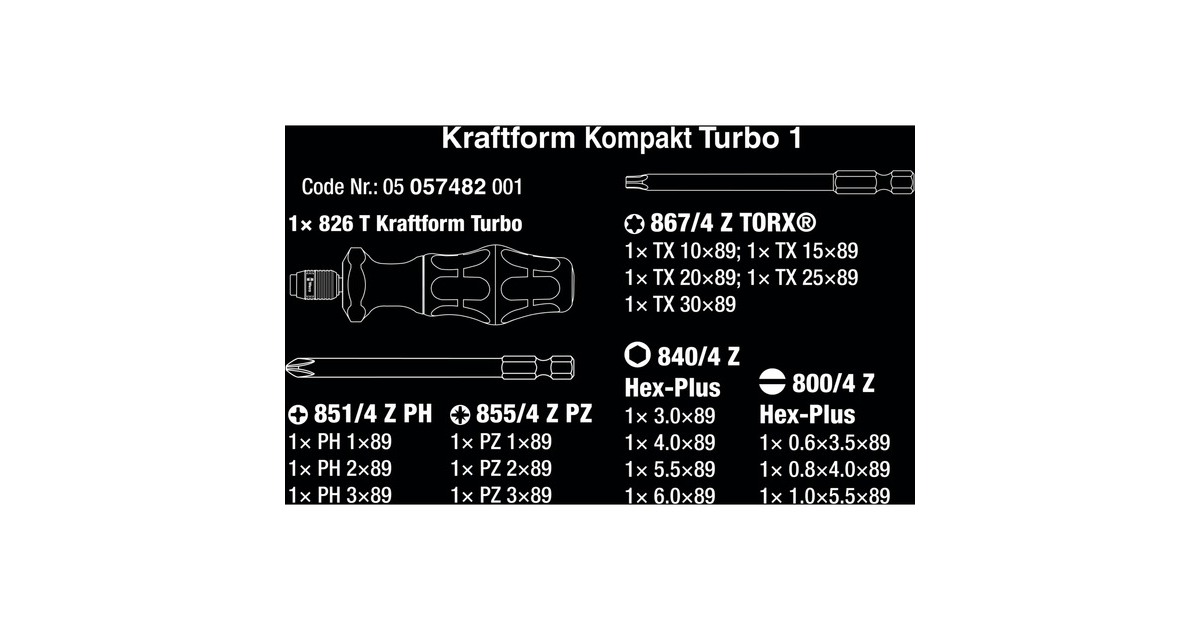 Wera Kraftform Kompakt Turbo 1, 19-teilig, Steckschlüssel(schwarz/grün)
