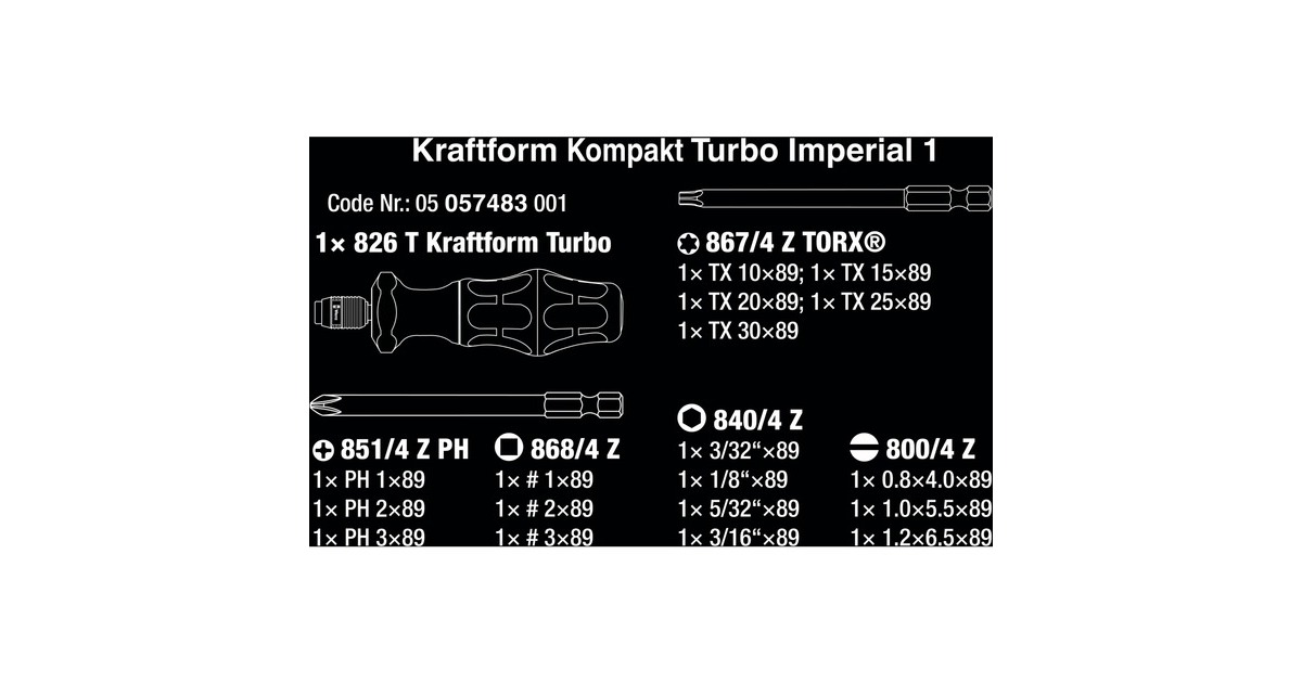 Wera Kraftform Kompakt Turbo Imperial 1, Steckschlüssel(schwarz/grün)